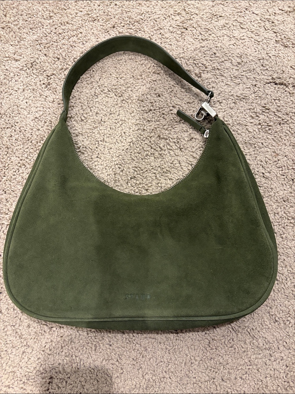 Staud Sylvie Olive Suede Shoulder Bag - Picture 8 of 8
